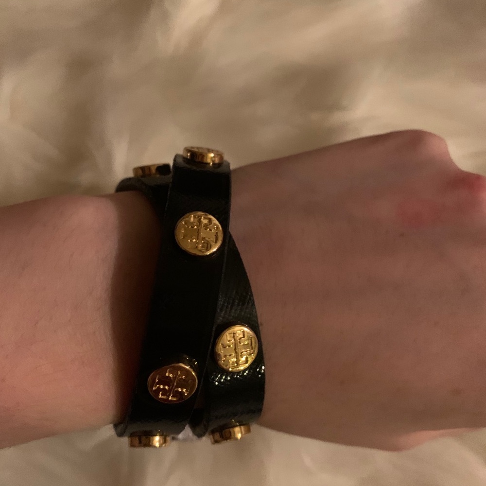 Patent leather navy blue Tory Burch wrap bracelet